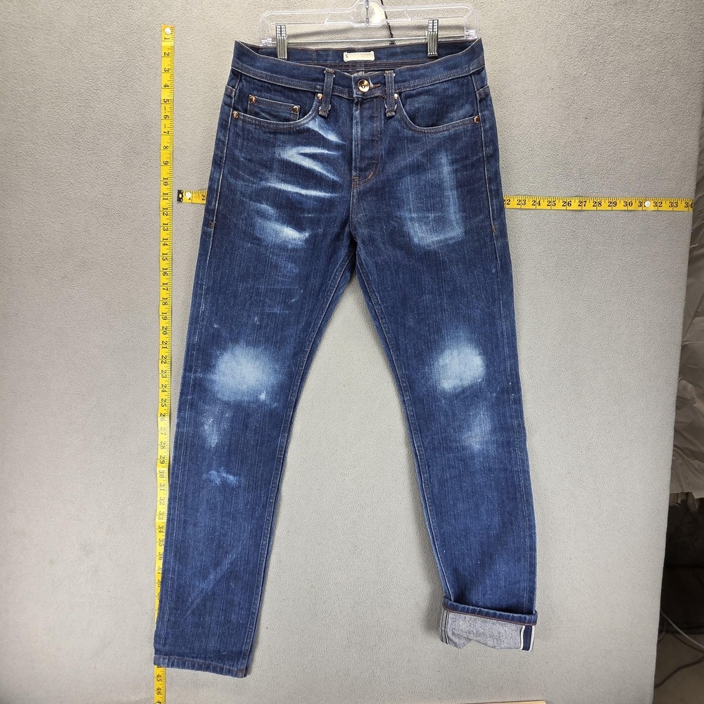 Selvedge Jeans Mens 31x32 Blue Medium Wash Denim Faded Whiskers Honeycomb